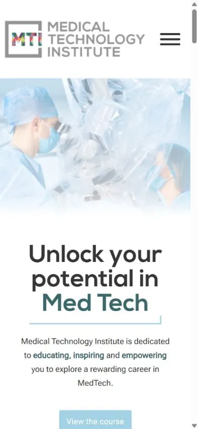 Medical Tech homepage on mobile
