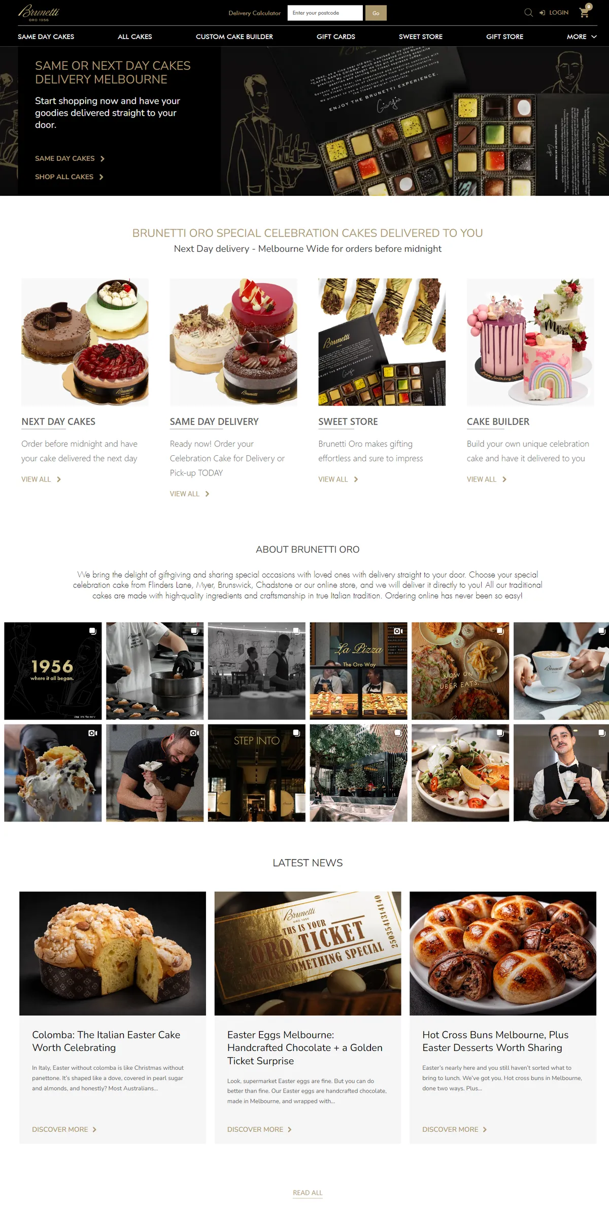 Brunetti Oro homepage, the WooCommerce store managed by Smashed Avo