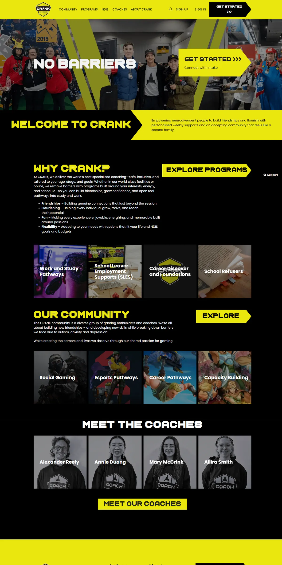Crank website homepage