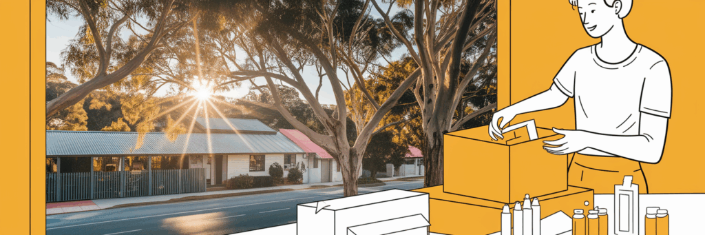 Australian business owner packing an order.