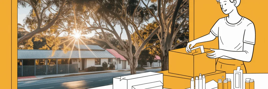 Australian business owner packing an order.