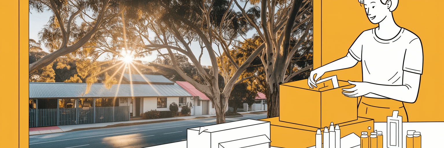 Australian business owner packing an order.