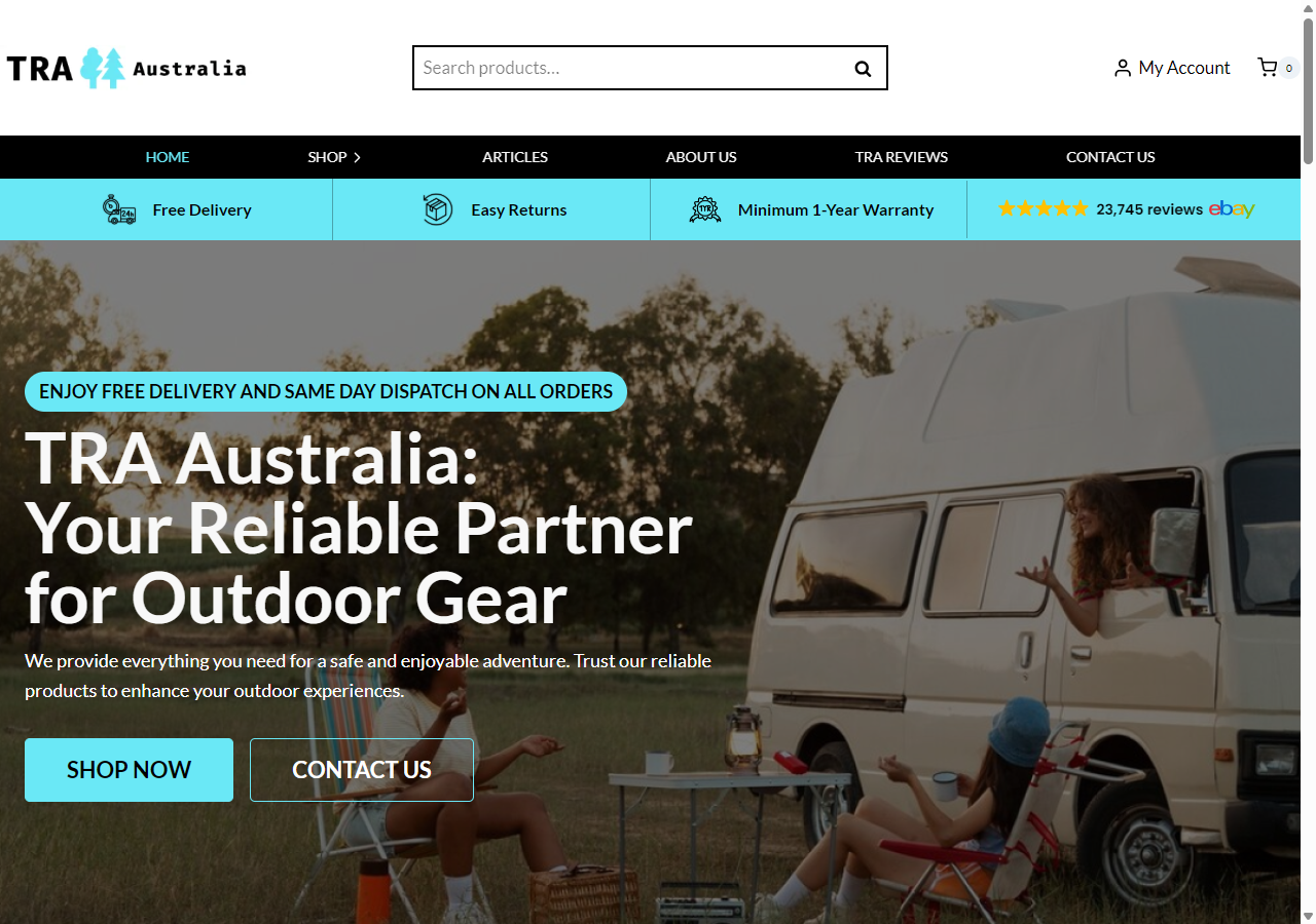 Ecommerce Agency Melbourne 29 Smashed Avo TRA Australia website after redesign with branded homepage, trust bar, and categorised product navigation